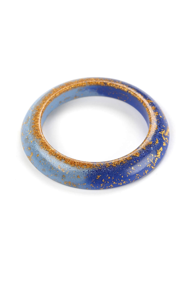 big huge huge statement bracelet Esthela bangle couleur bleu indigo avec feuille d'or 24 carats