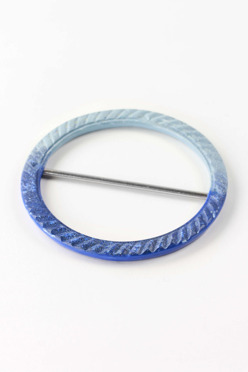 Ouroboros, scarf ring brooch in indigo blue eco-friendly resin and hypoallergenic stainless steel bar, handmade process