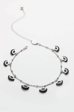 St-Jacques, luxury charms necklace handmade with hypoallergenic stainless steel and black-colored resin